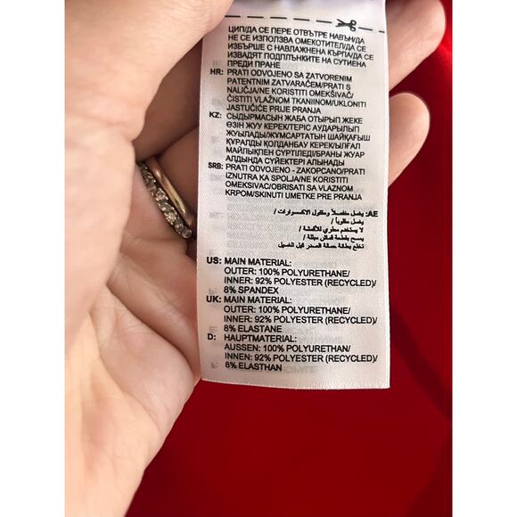 Adidas Originals X Ivy Park Latex Mini Dress Women's Size Medium Red - Picture 11 of 13